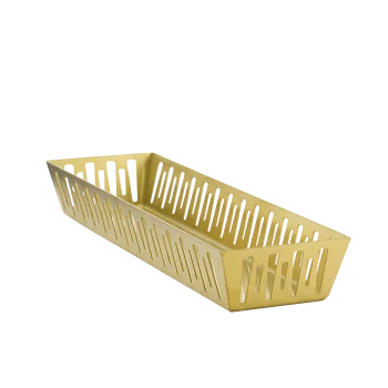 Service Ideas Long Rectangular Basket Vintage Gold Finish