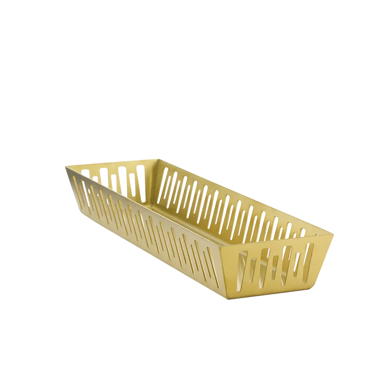 Service Ideas Long Rectangular Basket Vintage Gold Finish