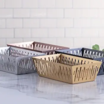 Service Ideas Rectangular Basket Brushed Stainless Steel