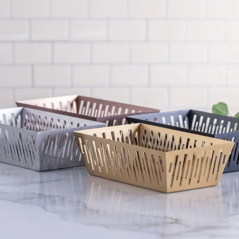 Service Ideas Rectangular Basket Brushed Stainless Steel
