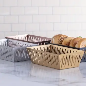 Service Ideas Rectangular Basket Brushed Stainless Steel