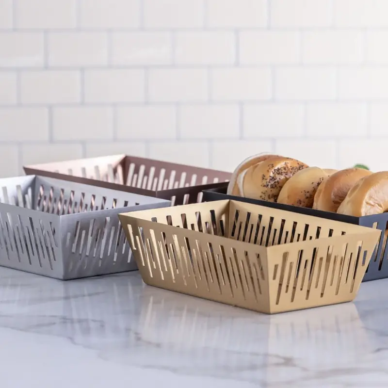 Service Ideas Rectangular Basket Brushed Stainless Steel
