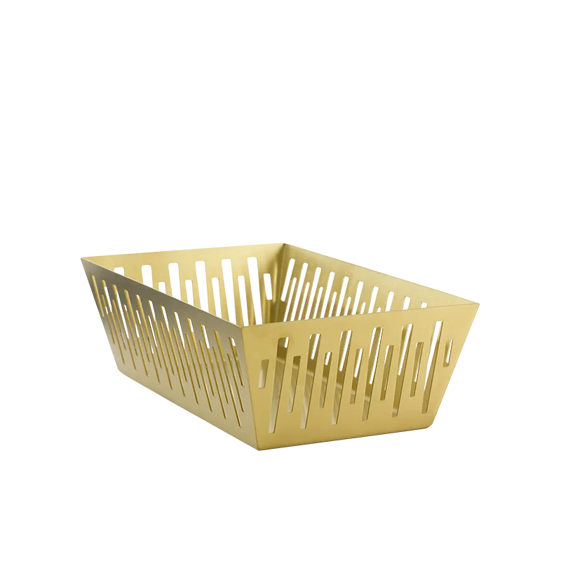 Service Ideas Rectangular Basket Vintage Gold Finish