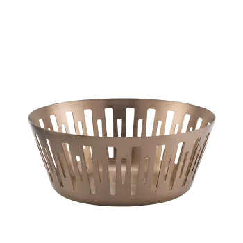 Service Ideas Round Basket 6.5 Inch Rose Gold Finish