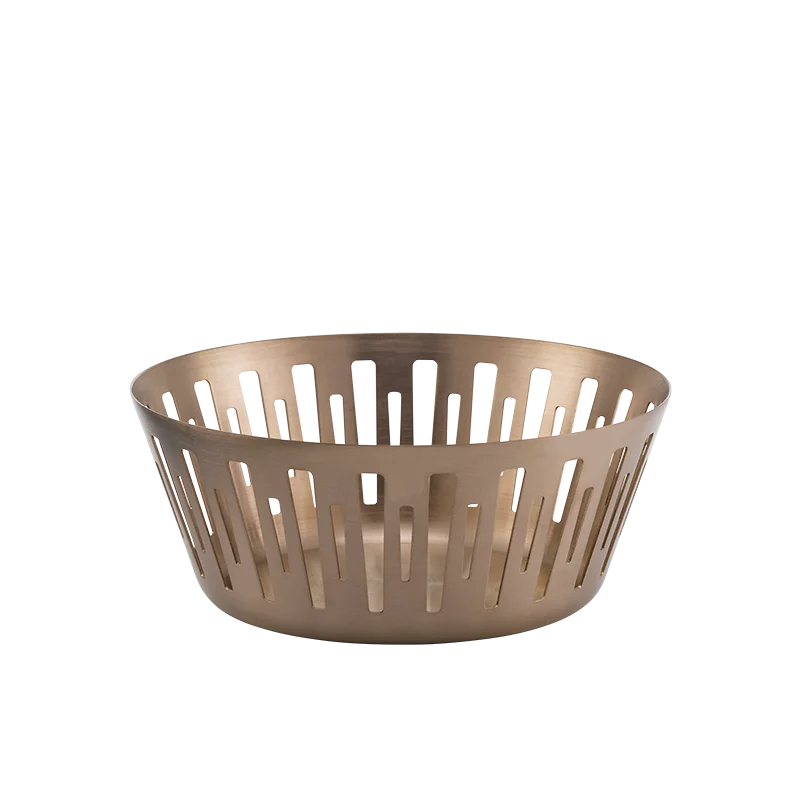 Service Ideas Round Basket 6.5 Inch Rose Gold Finish
