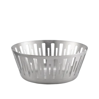 Service Ideas Round Basket 6.5 Inch Brushed Stainless Steel
