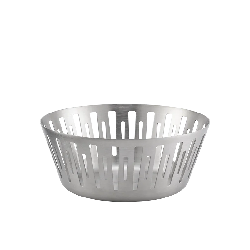 Service Ideas Round Basket 6.5 Inch Brushed Stainless Steel
