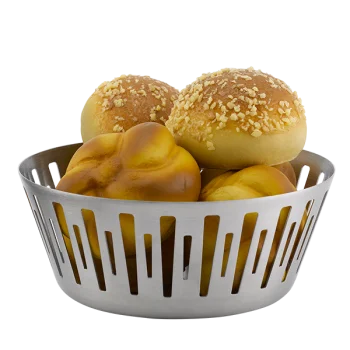 Service Ideas Round Basket 6.5 Inch Brushed Stainless Steel