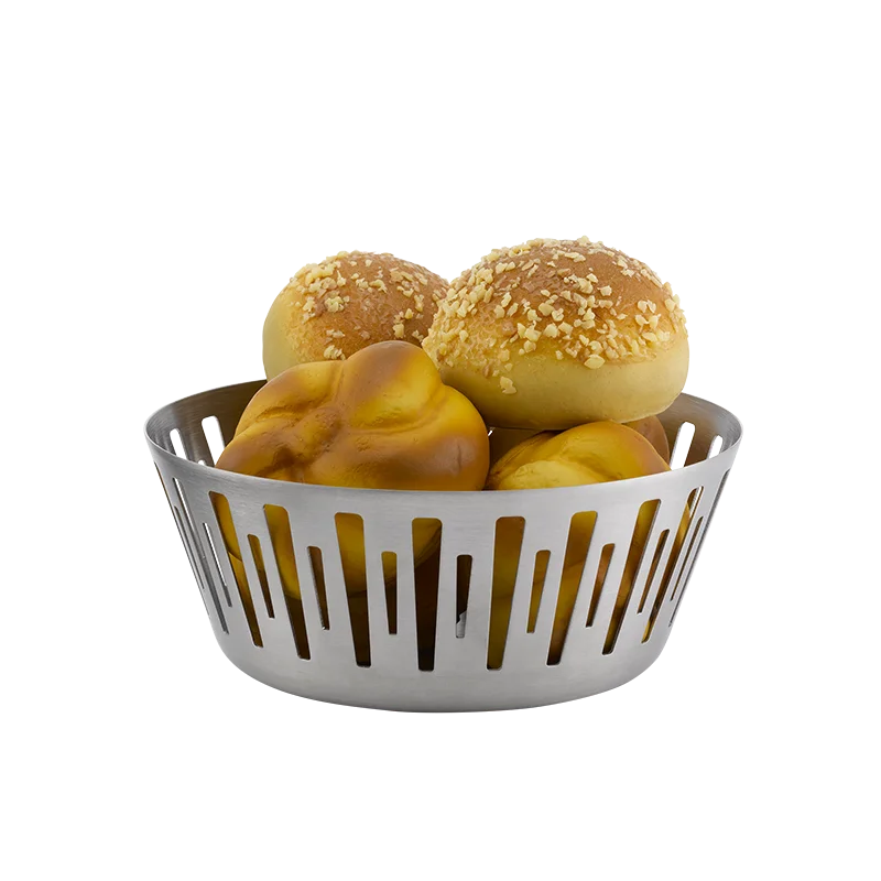 Service Ideas Round Basket 6.5 Inch Brushed Stainless Steel