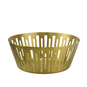 Service Ideas Round Basket 9 Inch Vintage Gold Finish