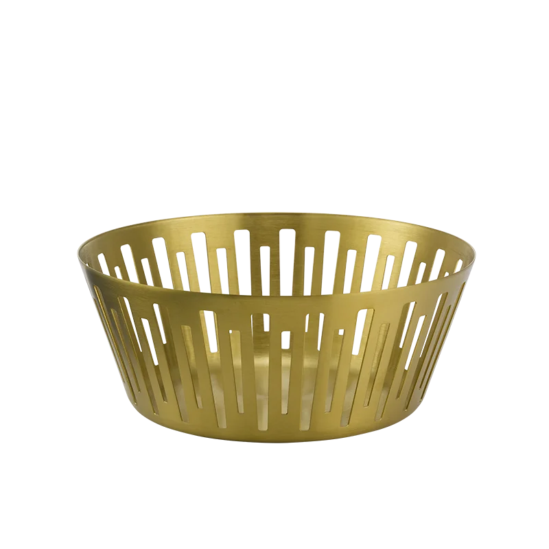 Service Ideas Round Basket 9 Inch Vintage Gold Finish