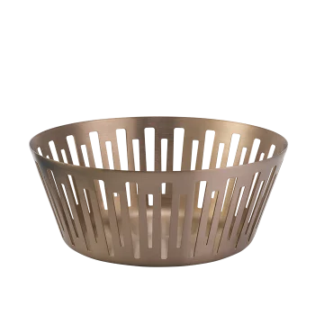 Service Ideas Round Basket 9 Inch Rose Gold Finish