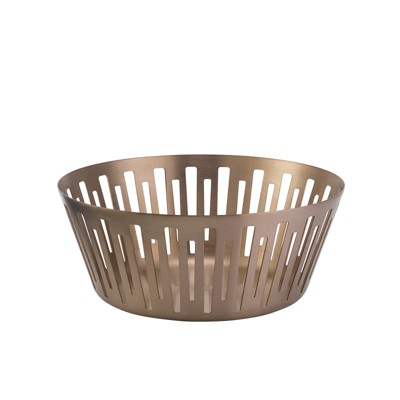 Service Ideas Round Basket 9 Inch Rose Gold Finish