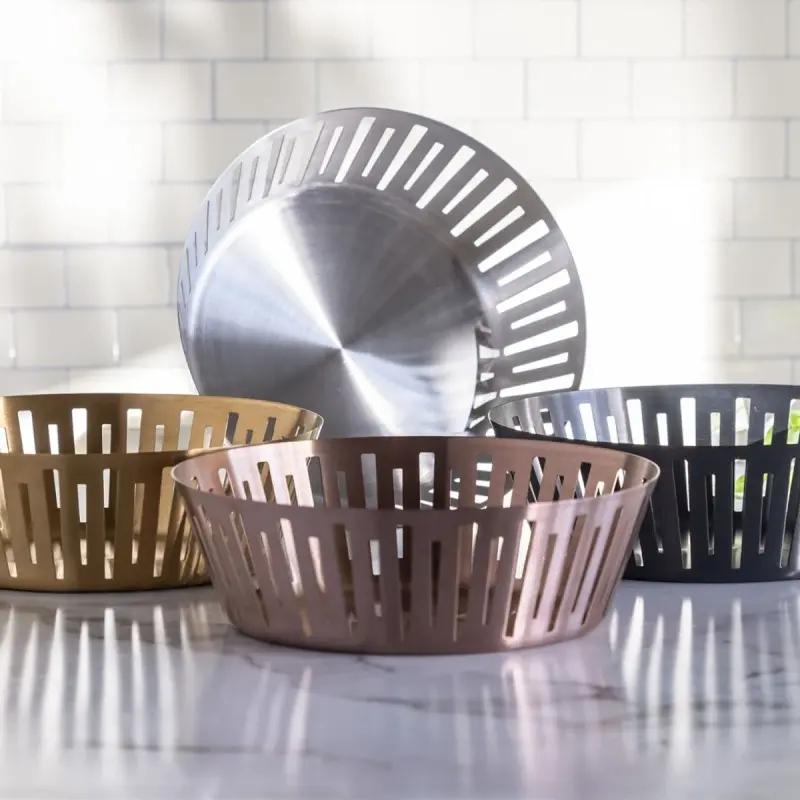 Service Ideas Round Basket 12 Inch Black Onyx Finish