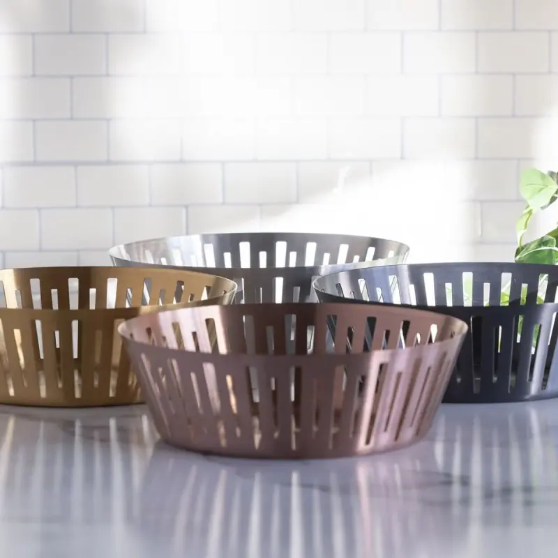 Service Ideas Round Basket 12 Inch Black Onyx Finish