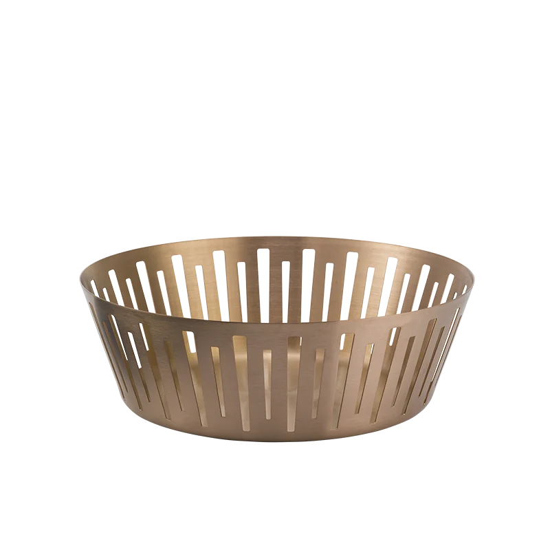 Service Ideas Round Basket 12 Inch Rose Gold Finish