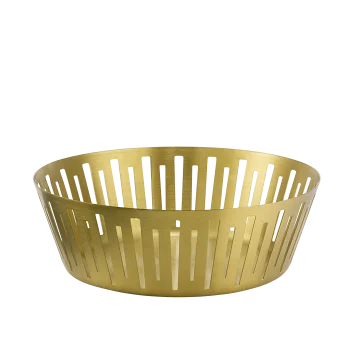 Service Ideas Round Basket 12 Inch Vintage Gold Finish
