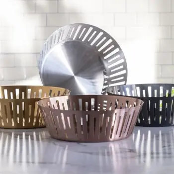 Service Ideas Round Basket 12 Inch Vintage Gold Finish