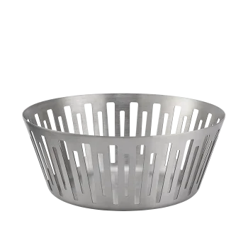 Service Ideas Round Basket 9 Inch Brushed Stainless Steel