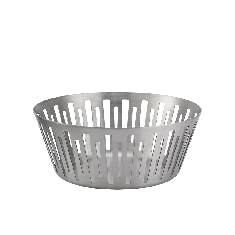 Service Ideas Round Basket 9 Inch Brushed Stainless Steel