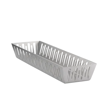 Service Ideas Long Rectangular Basket Brushed Stainless Steel
