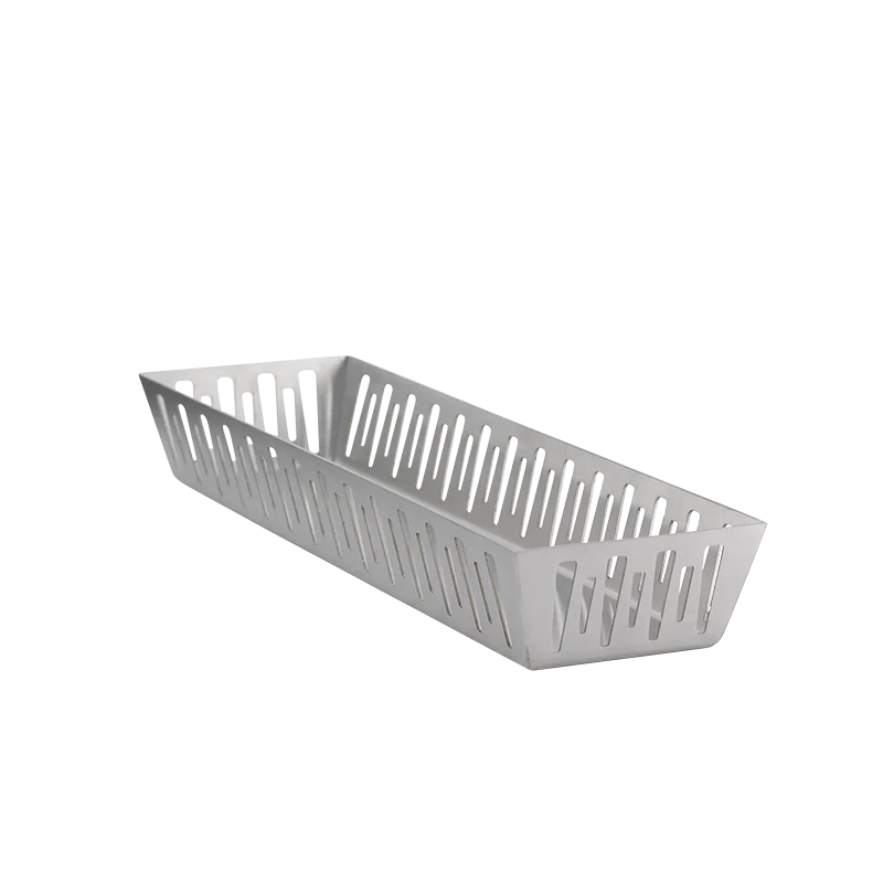 Service Ideas Long Rectangular Basket Brushed Stainless Steel