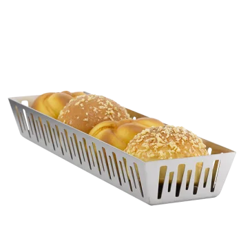 Service Ideas Long Rectangular Basket Brushed Stainless Steel