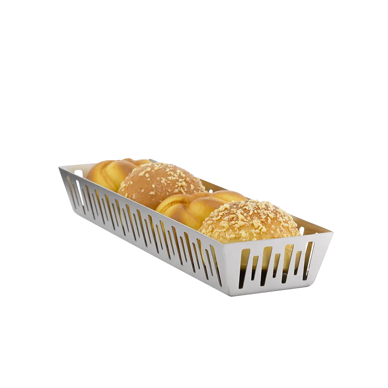 Service Ideas Long Rectangular Basket Brushed Stainless Steel