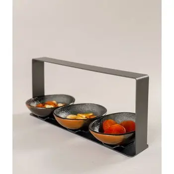 My Glass Studio Chip Dip Server, Grey - Set of 4 - 31.0 x 6.0 x 14 cm