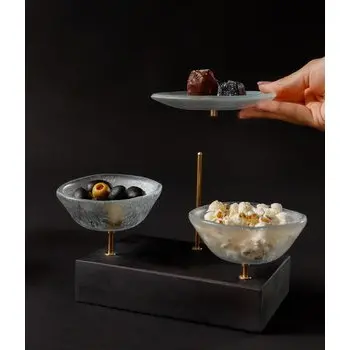 My Glass Studio Nut Bowl, Beige - Set of 4 - 17.5 x 11.0 x 15.0 cm