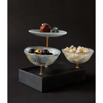 My Glass Studio Nut Bowl, Beige - Set of 4 - 17.5 x 11.0 x 15.0 cm