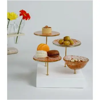 My Glass Studio Petit Fours Stand, Clear - Set of 4 - 21.5 x 21.5 x 19 cm