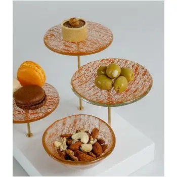 My Glass Studio Nut Bowl, Gold - Set of 4 - 21.5 x 21.5 x 19 cm