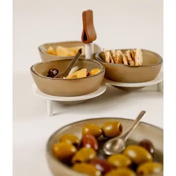 My Glass Studio Nut Bowl, Cream - Set of 4 - Dia: 16 cm, H: 9 cm