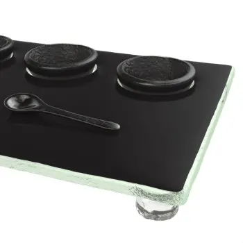 My Glass Studio Dip Bowl Set, Black - Set of 6 - 28.5 x 15.5 x 3 cm