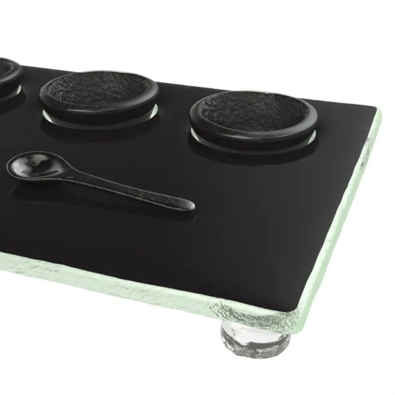 My Glass Studio Dip Bowl Set, Black - Set of 6 - 28.5 x 15.5 x 3 cm