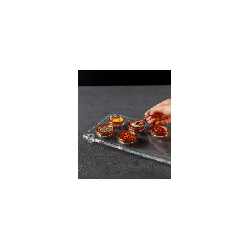 My Glass Studio Dip Bowl Set, Black - Set of 6 - 28.5 x 15.5 x 3 cm