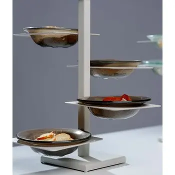 My Glass Studio Appetizer Server, Grey - Set of 2 - 32.6 x 32.6 x 43.2 cm