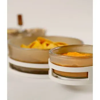 My Glass Studio Chip Dip Server, Grey - Set of 2 - 29.0 x 18.5 x 8.0 cm