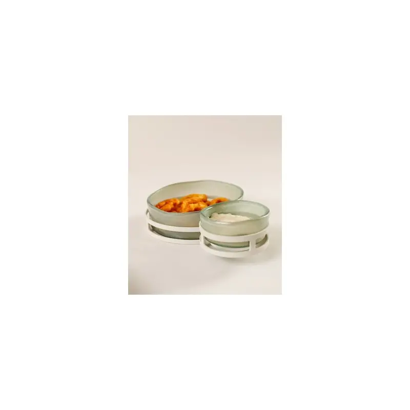 My Glass Studio Chip Dip Server, Grey - Set of 2 - 29.0 x 18.5 x 8.0 cm