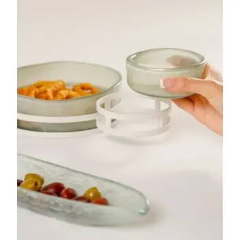 My Glass Studio Chip Dip Server, Grey - Set of 2 - 29.0 x 18.5 x 8.0 cm