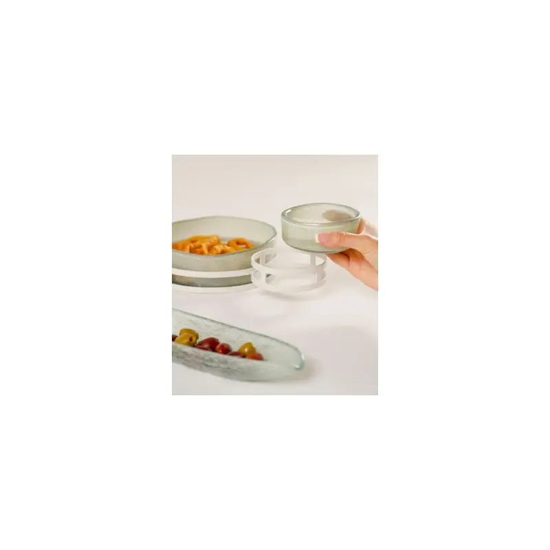 My Glass Studio Chip Dip Server, Grey - Set of 2 - 29.0 x 18.5 x 8.0 cm