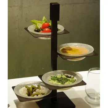 My Glass Studio Appetizer Server, Cream - Set of 2 - 32.6 x 32.6 x 43.2 cm