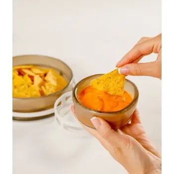 My Glass Studio Chip Dip Server, Natural - Set of 2 - 29.0 x 18.5 x 8.0 cm