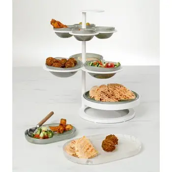 My Glass Studio Appetizer Server, Natural - Set of 2 - 36.0 x 28.0 x 36.0 cm