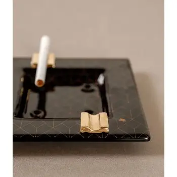 My Glass Studio Ashtray, Black - Set of 6 - 13.5 x 13.5 x 2.4 cm