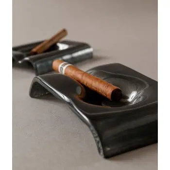 My Glass Studio Ashtray, Black - Set of 4 - 18.5 x 12.0 x 3 cm
