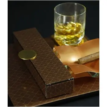 My Glass Studio Ashtray, Gold - Set of 4 - 14.0 x 14.0 x 4 cm
