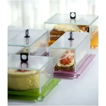 My Glass Studio Glass Food Cover, Grey - Set of 4 - 17.5 x 17.5 x 12.0 cm