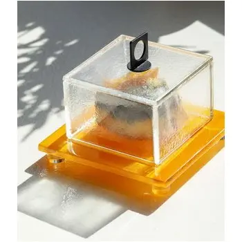 My Glass Studio Glass Food Cover, Grey - Set of 4 - 11.0 x 11.0 x 10.0 cm